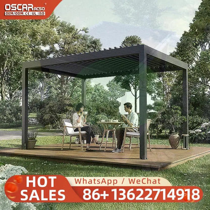Aluminium Adjustable Louvered Outdoor Waterproof Patio Gazebo with Bioclimatic Function for Garden Decor in European Regions per