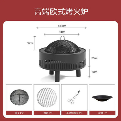 Charcoal Fire Pit Stove Patio Indoor Heating Brazier Household Carbon Furnace Outdoor Barbecue Grill Smokeless Coal Burner Tea
