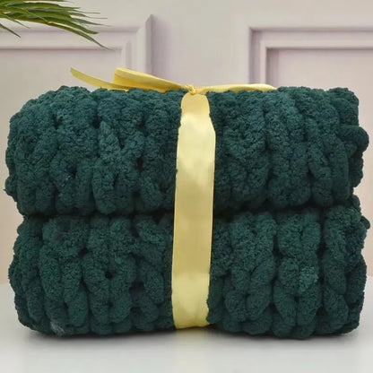 Hand Chunky Knitted Blanket Thick Yarn Merino Wool Bulky Knitting Throw Blankets Throw Carpets Soft Warm Winter Home Sofa Bed