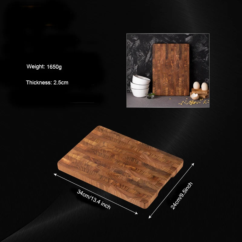 Teak Wood End Grain Cutting Boards for Kitchen, Large Wood Chopping Board with Hidden Handles, Wooden Charcuterie Board for Meat