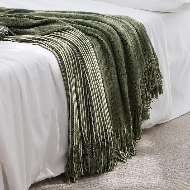 Rustic Farmhouse Knitted Bed Runner Throw Blanket for Homestay Hotel, Bed End Decorative Casual Cover New Style