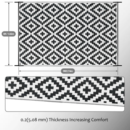 WESTTUNE Outdoor Rug Foldable Reversible Plastic Straw Area Rugs Large Floor Mat for RV Patio Backyard Deck Picnic Beach Camping