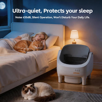 Pokpaw Automatic Self-cleaning Litter Box for Cats – 76L Large Smart Cat Toilet Open Sandbox for Cat Pet Supplies