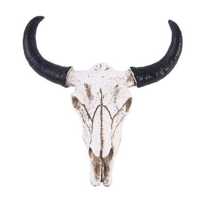 Resin Longhorn Cow Skull Head Wall Hanging Decorations Retro Bull Skull Ornaments 3D Animal Horns Sculpture Figurines Crafts