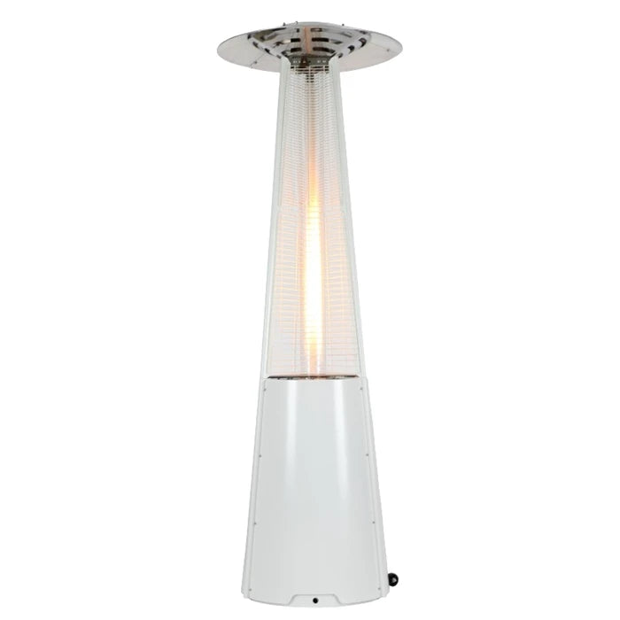 Outdoor Premium Fireplace Standing Terrace Pyramid Glass Flame Patio Gas Heater Powder Coated Steel Freestanding