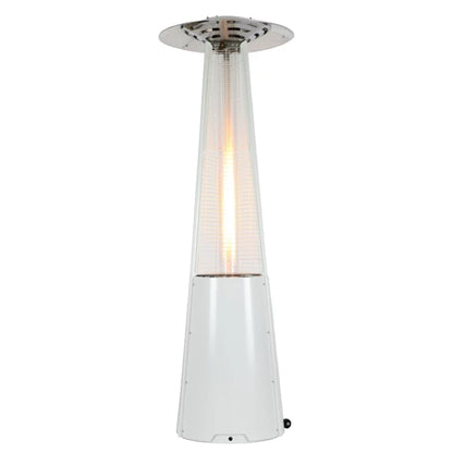 Outdoor Premium Fireplace Standing Terrace Pyramid Glass Flame Patio Gas Heater Powder Coated Steel Freestanding