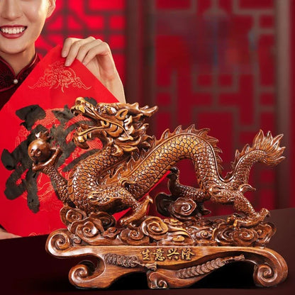Lucky Dragon Ornaments To Attract Wealth When Living Room Store Housewarming Opening Gift Crafts Sculptures