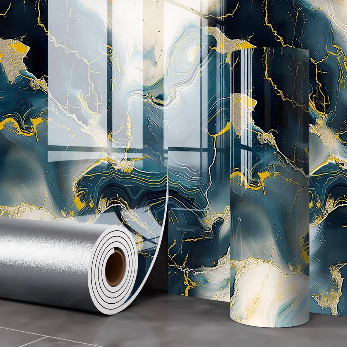 Waterproof and Antifouling Wall Sticker Self-adhesive Wallpaper 1 Roll Thick Foam Marble Wallpaper for Bedroom and Living Room