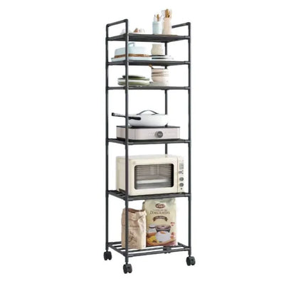 Kitchen Storage Rack Multilayer No Drill Rolling Shelf for Pots Microwave Oven Vegetables Organizer
