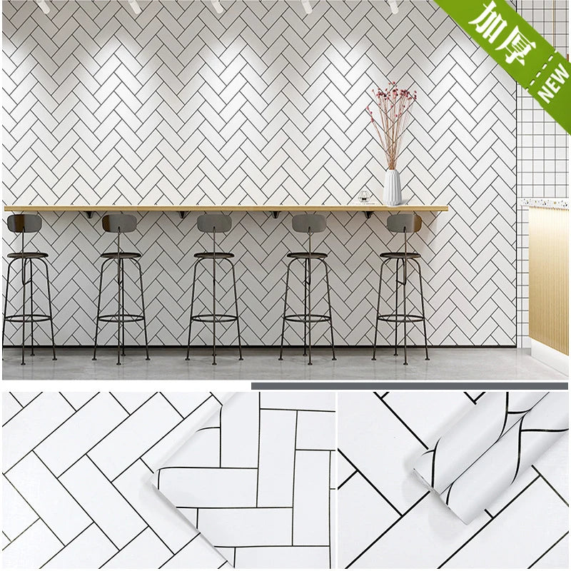 Bamboo wallpaper modern geometric contact paper black stripes detachable self-adhesive wallpaper wall covering home decoration