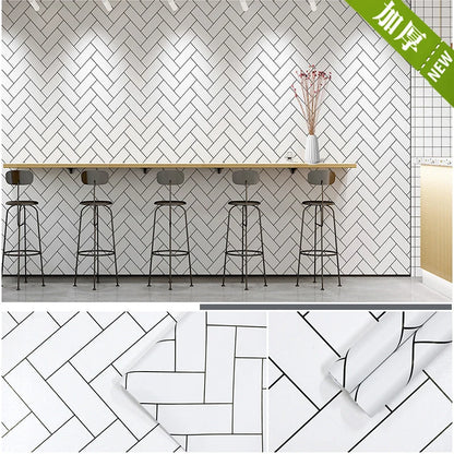 Bamboo wallpaper modern geometric contact paper black stripes detachable self-adhesive wallpaper wall covering home decoration