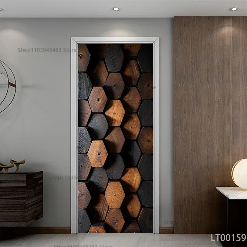 Wood Texture Series Waterproof Self-Adhesive Wallpaper Art Mural Stickers for Decor Door Cabinet Closet Ornamental Stickers