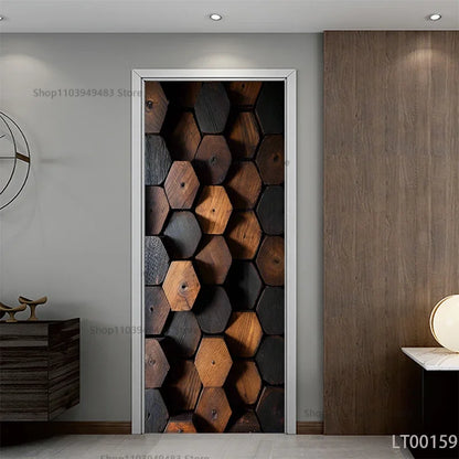 Wood Texture Series Waterproof Self-Adhesive Wallpaper Art Mural Stickers for Decor Door Cabinet Closet Ornamental Stickers
