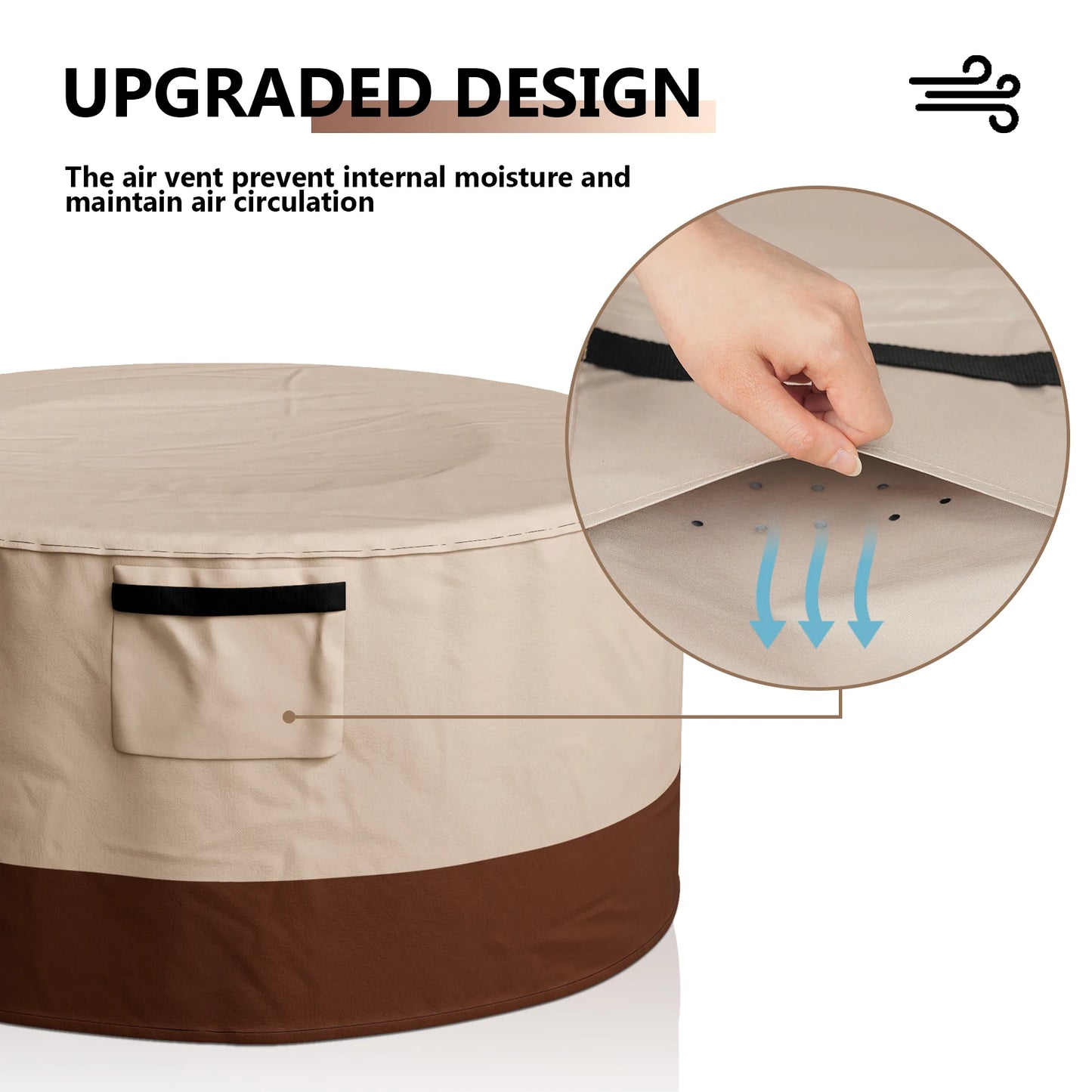Outdoor Heavy 600D Round Barbecue Grill Dustproof Cover Waterproof Patio Fire Pit Rainproof Sunscreen Cover BBQ Grill Cover