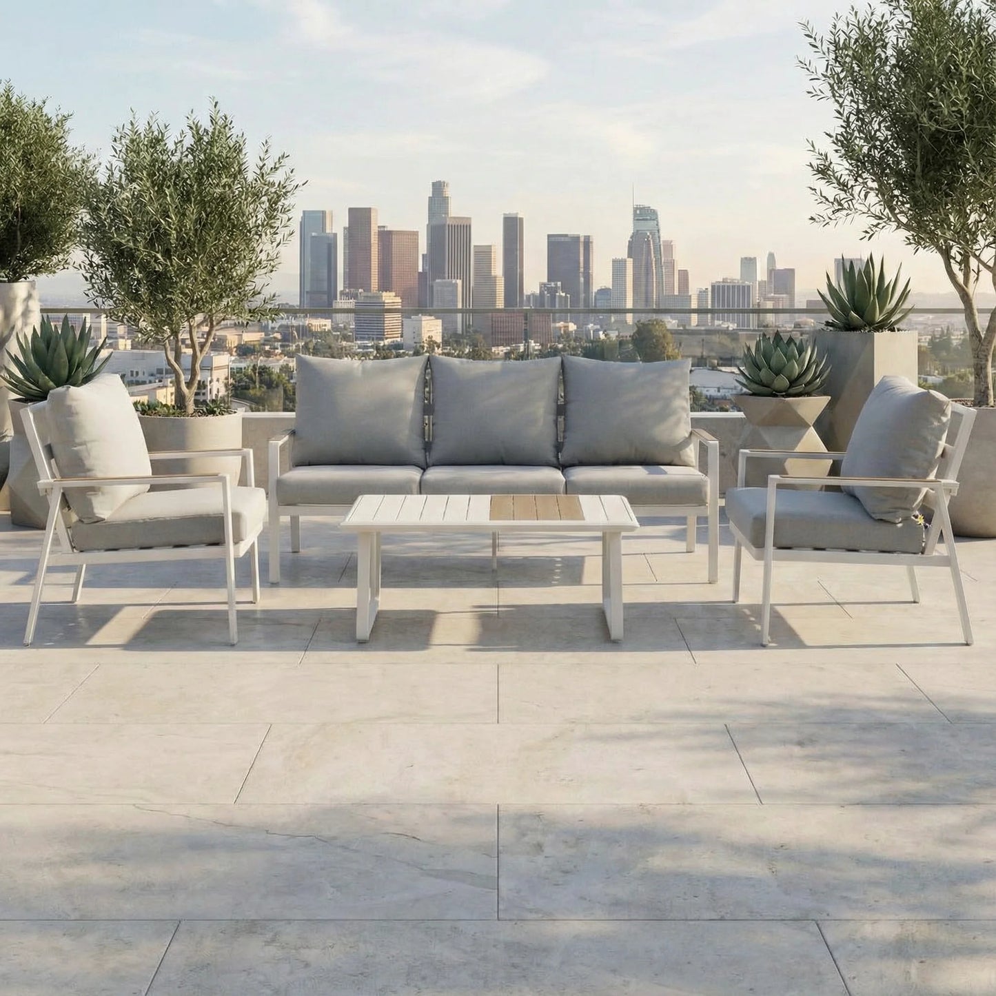 Modern Aluminum Outdoor Furniture Set Durable Garden Sofas with Patio Sofa Set for Courtyard and Terrace