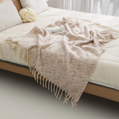 Ins Colorful Sofa Blanket with Tassels 130X190Cm Multifunctional Shawl Blankets for Office Soft Bed End Towel of Homestay Hotel