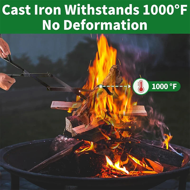 64cm Long Firewood Tongs Log Grabber Indoor Outdoor Firewood Oven Coal Campfire Tongs Grill Camping Fire Pit Tool JT579