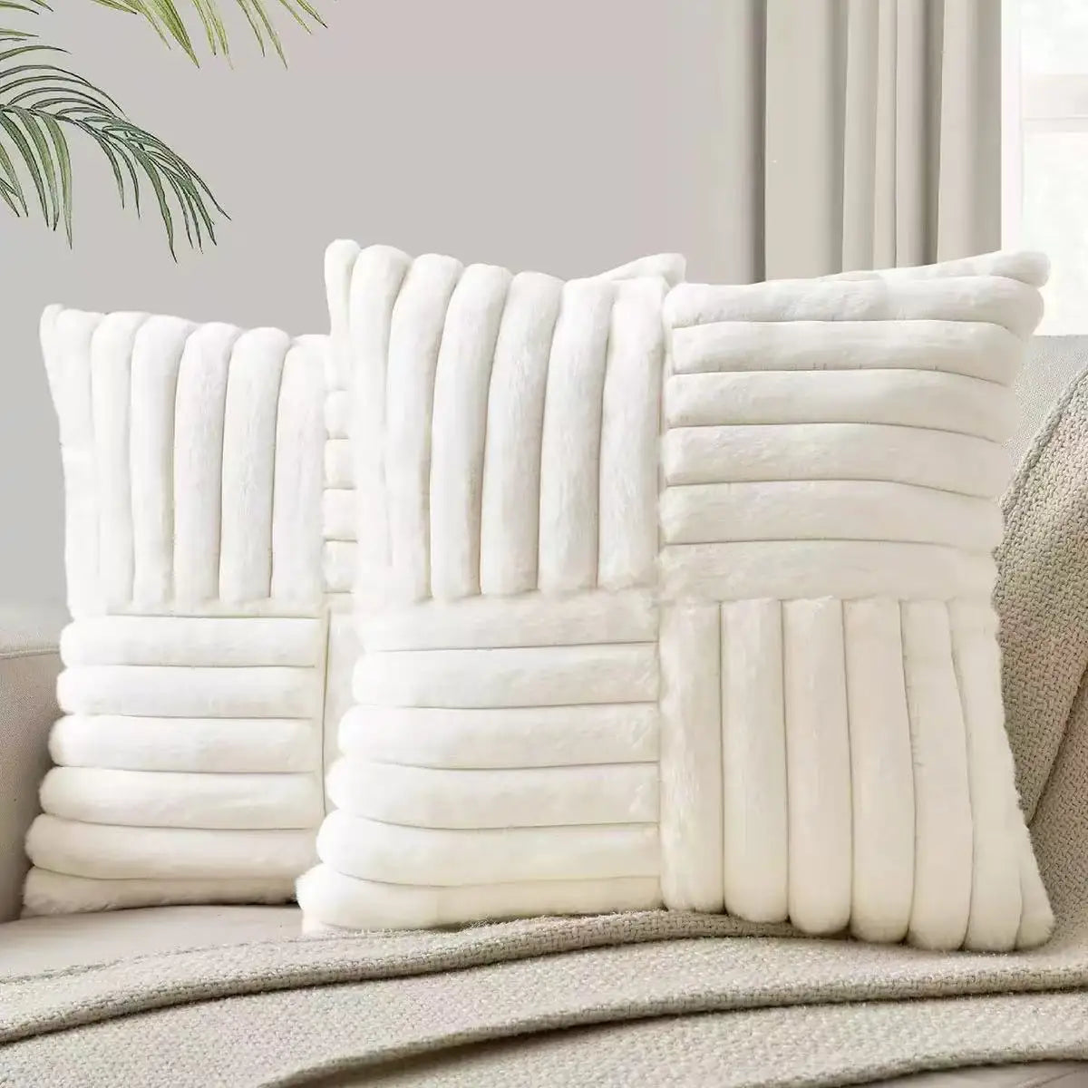 2pcs Artificial Plush Throw Pillow Covers, Suitable for Various Occasions Such as Bedding, Home Decoration, Etc