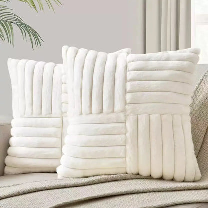 2pcs Artificial Plush Throw Pillow Covers, Suitable for Various Occasions Such as Bedding, Home Decoration, Etc