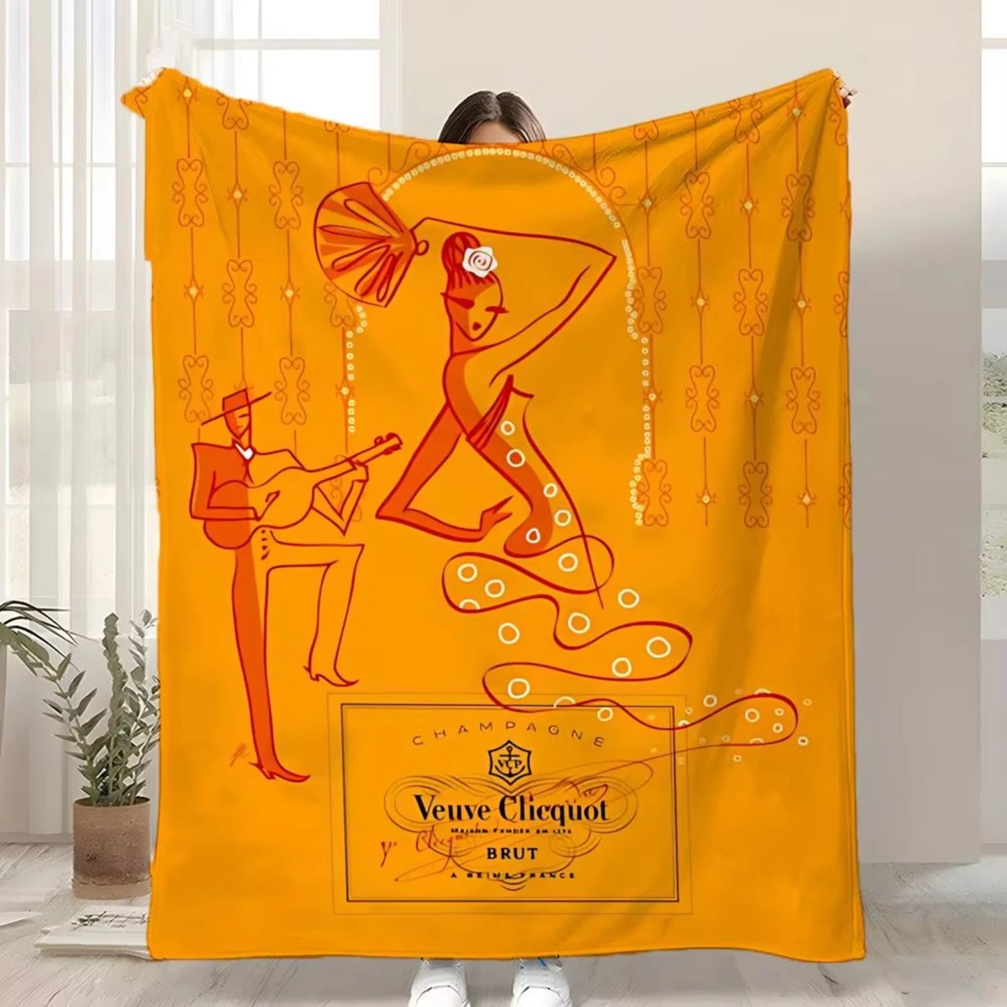V-Veuve ClicquotS ART Throw Kid-Friendly Flannel Throw Blanket Soft Warm Anti-Static Washable All Season