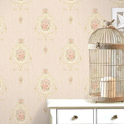 American Pastoral Non-Woven Wallpaper 3D Three-Dimensional Background Wall Home Bedroom Living Room Ab Matching Floral Wallpaper