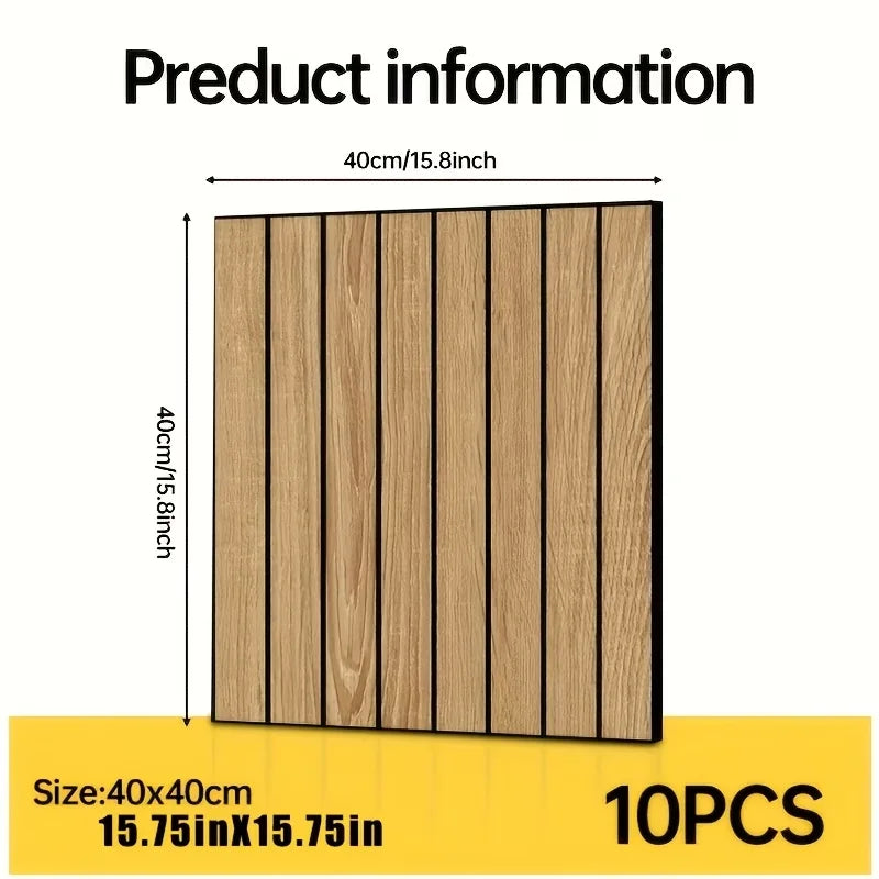 10pcs 40x40cm 3D Stripe Grid Panels，Removable Peel and Stick Wallpaper, Realistic Texture，for Furniture Makeover,Home & Office D