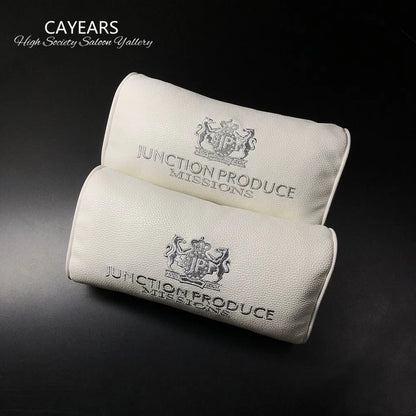 White Leather JP Junction Produce Vip Car Throw Pillows Cushion Backrest Headrest Neck Pillow Shoulder Pad For Auto Interior