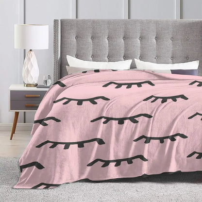 Eyelash Blankets Cartoon Beauty Glam Closed Eyes Flannel Throw Blanket Airplane Travel Decoration Soft Warm Lash Bedspread