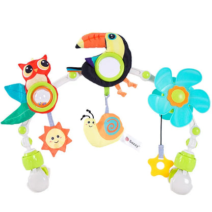 Baby Stroller Arch Toy Baby Crib Mobile Musical Animal Foldable Travel Car Seat Activity Bouncers Pram for Newborn Sensory Toy