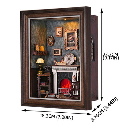 DIY Book Nook Bookshop Kit Mysterious Telephone Booth Wooden Dollhouse with Light Bookshelf Insert 3D Puzzle Decor for Gift