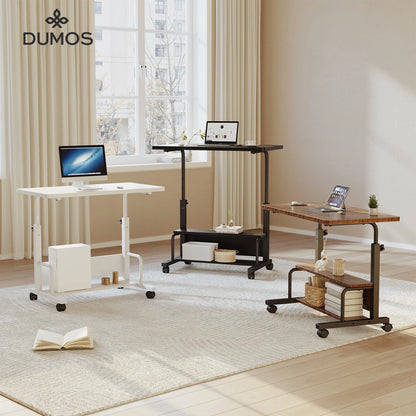 JHK 31.5IN Adjustable Height Mobile Standing Computer Desk with Locking Wheels Metal Frame Portable Workstation for Walking Pad