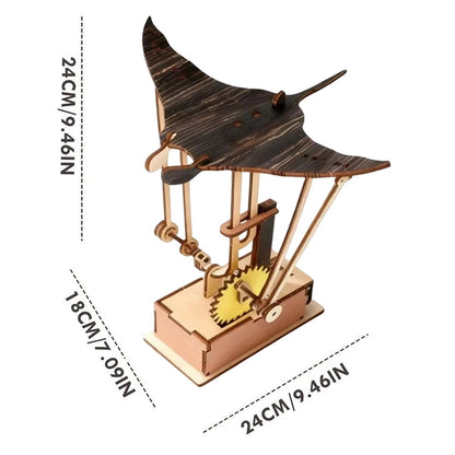 Desk Tabletop Decoration - Lifelike Wooden Electric Manta Ray Automaton; Unique Ocean Themed Decor for Home