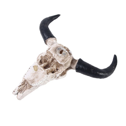 Resin Longhorn Cow Skull Head Wall Hanging Decorations Retro Bull Skull Ornaments 3D Animal Horns Sculpture Figurines Crafts