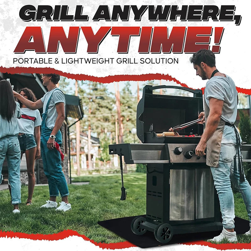 LMETJMA Under Grill Mat Heat Resistant Grill Mats For Outdoor Grill Double-Sided Waterproof Fireproof Oil-Proof Grill Pad JT335