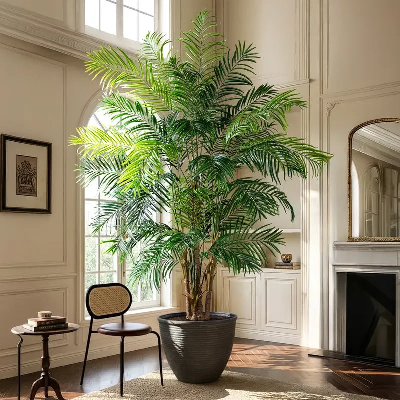 Artificial Lady Palm Bamboo Palm Tree Artificial Plant Taro Tree Green Plant with Pot for Outdoor Indoor Decoration