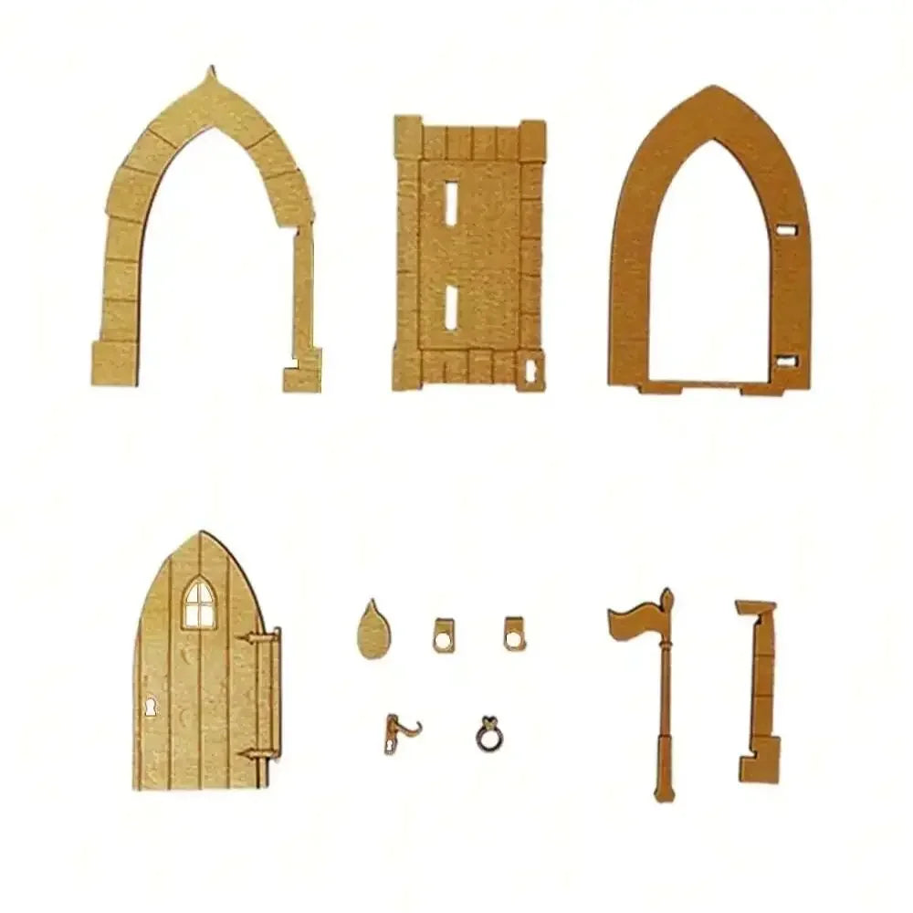 1 Pack Wooden Fairy Garden Door Blank Door Unfinished Elf Window Fairy House Door   Windows Ornaments Tree Statues for Tree Tr