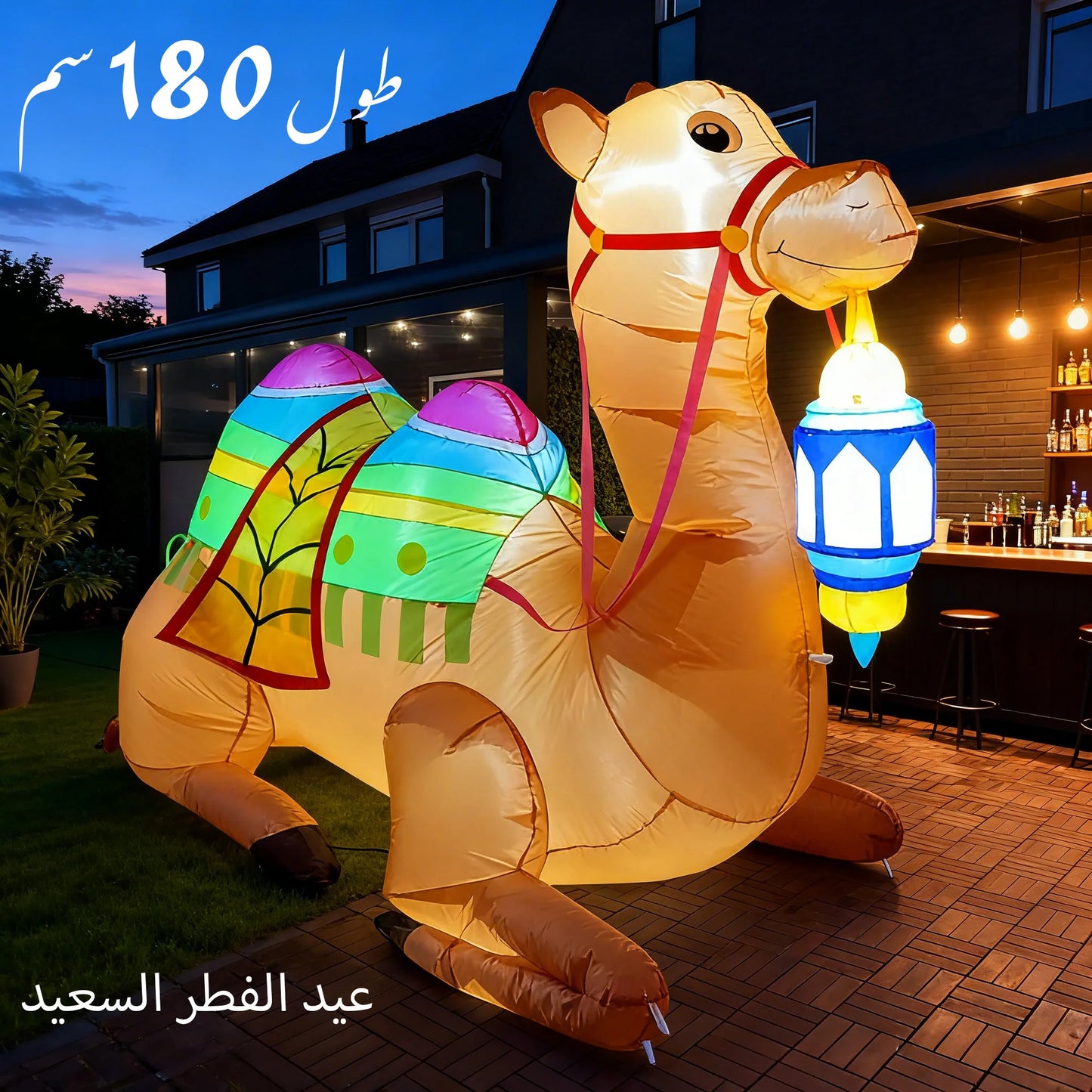 2026 EID Ramadan Decoration Inflatable Camel Outdoor Garden Sculpture Decoration LED Light Eid Mubarak Inflatables Yard