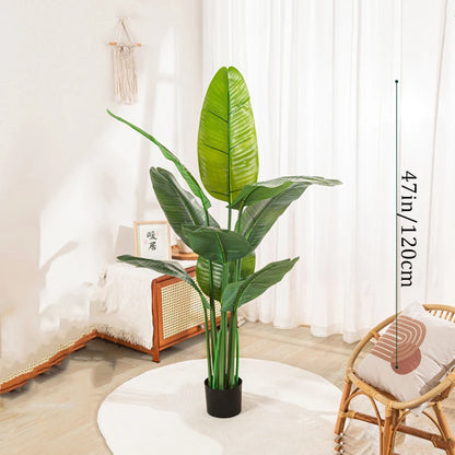 Artificial Bird of Paradise Plant 63'' Fake Palm Tree Feaux Plants in Pot Faux Banana Tree for Indoor Outdoor Home Office Decor