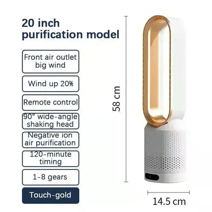 2026 Portable Bladeless Fan Air Purify Circulation Ultra Silent Cooling Tower Fan for Home Dorm Desk Floor