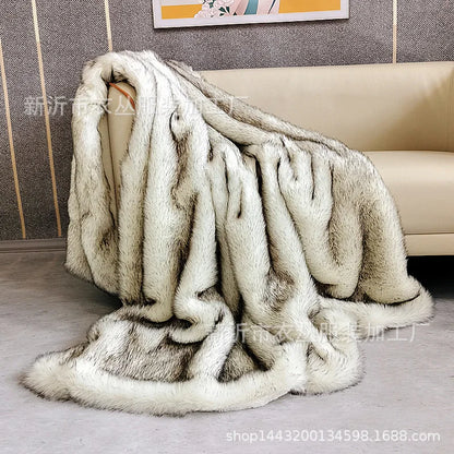 European Style Imitation Fox Blanket Model Room Soft Furnishing Artificial Fur Blanket PV Fleece Blanket Bedside Blanket