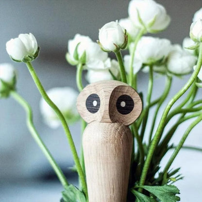 1PC Wood Owl Ornament Gift Creative Home Decoration Accessories Decor Figurine Modern Miniature Figurines