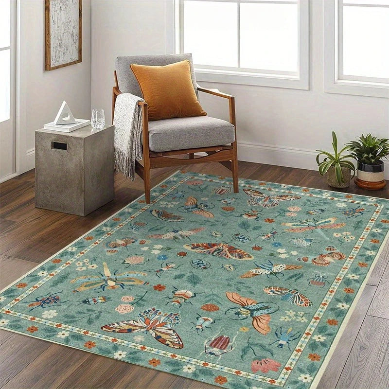 Insect Print Area Rugs, Non Slip Washable Rugs for Living Room,Modern Bedroom Rug Under Bed Large Carpet for Room Decor