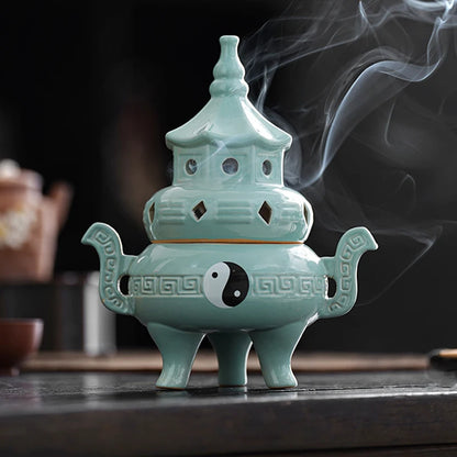 Tall Tai Chi Eight Trigu Stove Living Room Decoration Creative Home Indoor Plate Incense Burner Ceramic Incense Burner