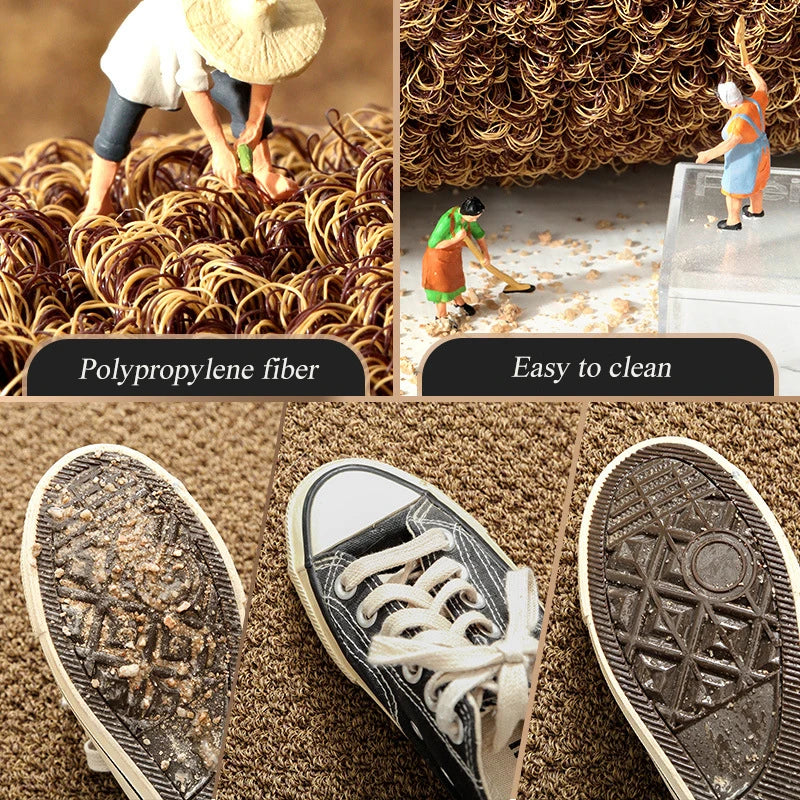 Front Door Mat Indoor And Outdoor Doormat Waterproof Anti-Slip Floor Mat Imitation Coconut Rug Household And Commercial Carpet