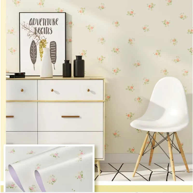 Self-adhesive Wallpaper Pastoral Flowers Waterproof and Moisture-proof Home Stickers for Living Room Bedroom Floral Decoration