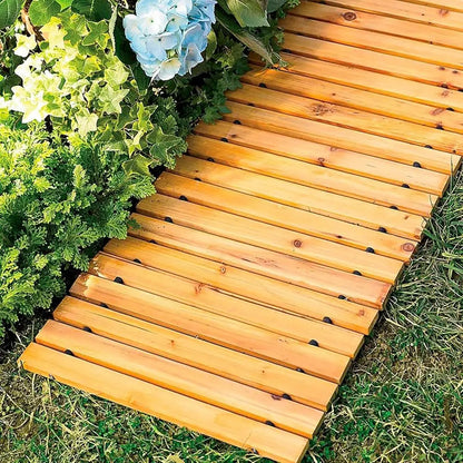 NonSlip Wooden Garden Pathway Decorative Solid Wood Outdoor Walkway Weatherproof Easy Installation Garden Walkway Beach