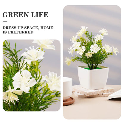 Artificial Bonsai Green Fake Small Cherry Blossom Potted Plant For Outdoor Indoor Home Bedroom Garden Decoration supplies