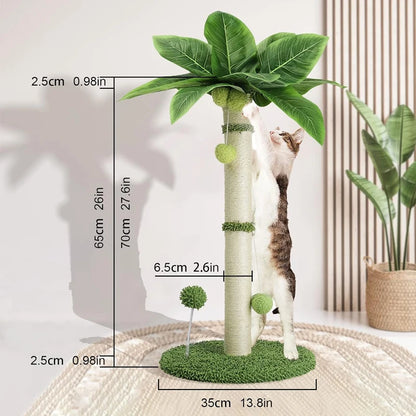 Cat Scratching Pos for Cats 65cm Tall Scratch Tree with Premium Sisal Rope Two Interactive Dangling Balls and Spring Ball Toys