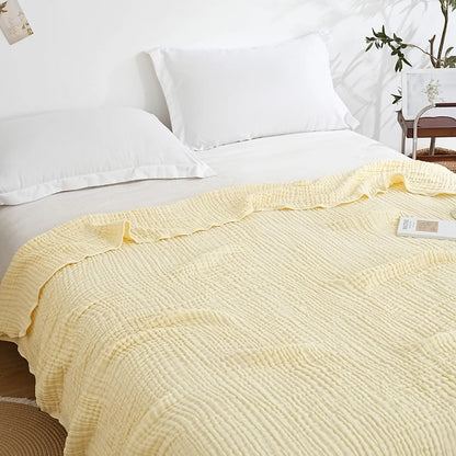 Plain Cotton Blanket Pure Cotton Plain Weave Fabric Waffle Quilt Adult Towel Six-layer Gauze Cover Blanket for All Seasons Sheet