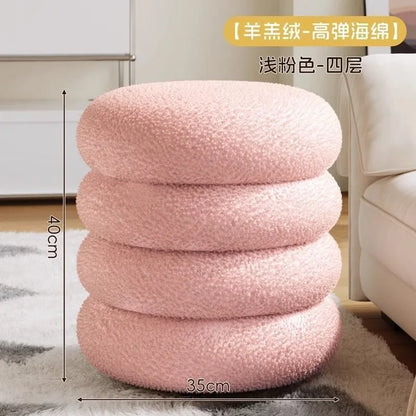 Living room small stool lamb wool bench household round stool Internet celebrity children sofa stool low stool simple pier shoe